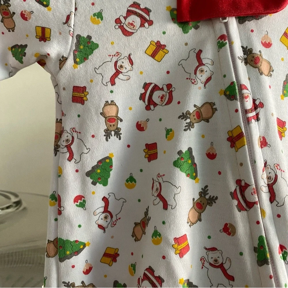 Magnolia Baby Christmas Print Pima Cotton Footie